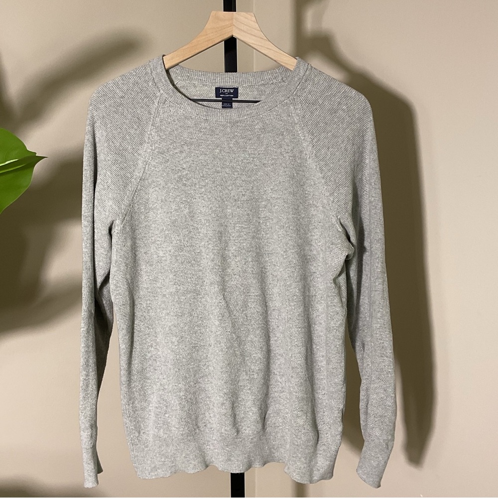 J.Crew Crewneck Sweater Women Medium Gray Cotton Lightweight Classic